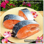 Salmon BONE-IN Atlantic Chile frozen LARGE SIZE whole fish head-on +/- 5 kg/pc length 27" 75cm (price/kg)